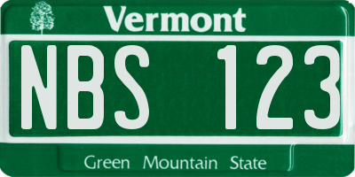 VT license plate NBS123