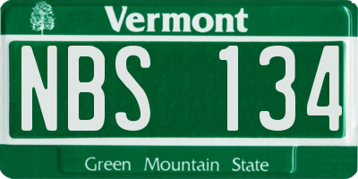 VT license plate NBS134