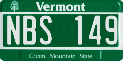 VT license plate NBS149