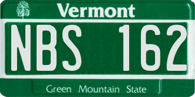 VT license plate NBS162