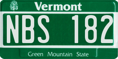 VT license plate NBS182