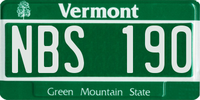 VT license plate NBS190