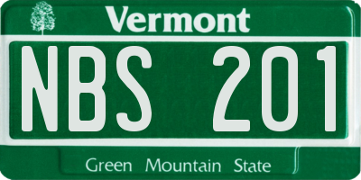 VT license plate NBS201