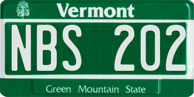 VT license plate NBS202