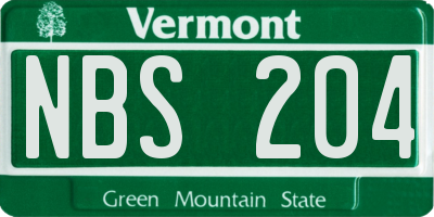 VT license plate NBS204