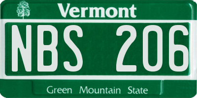 VT license plate NBS206
