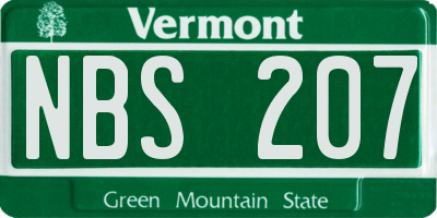 VT license plate NBS207