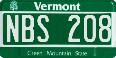 VT license plate NBS208
