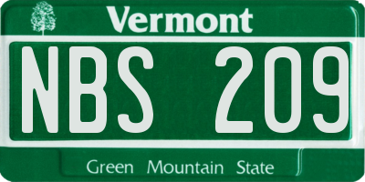 VT license plate NBS209