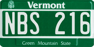VT license plate NBS216