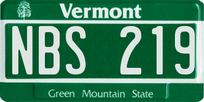 VT license plate NBS219