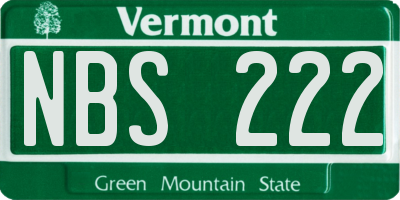 VT license plate NBS222