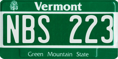 VT license plate NBS223