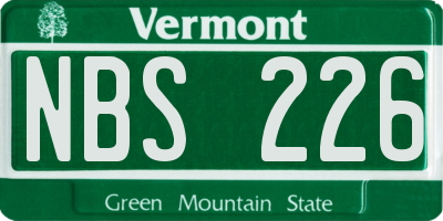 VT license plate NBS226