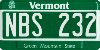 VT license plate NBS232