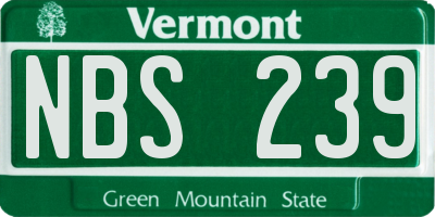 VT license plate NBS239