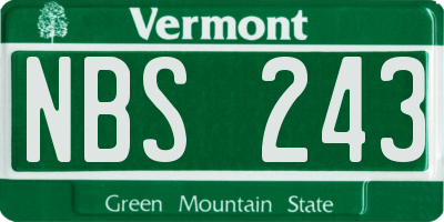 VT license plate NBS243