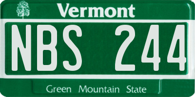 VT license plate NBS244