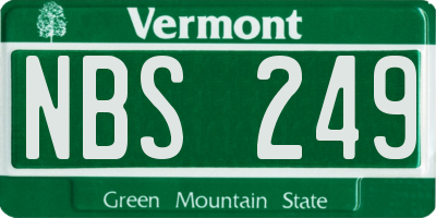 VT license plate NBS249