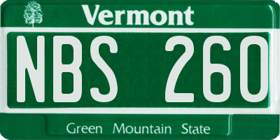 VT license plate NBS260