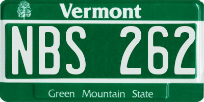 VT license plate NBS262