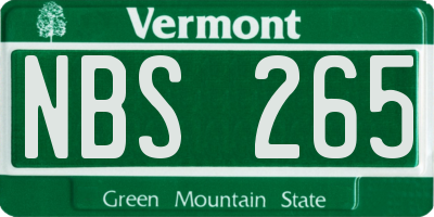 VT license plate NBS265