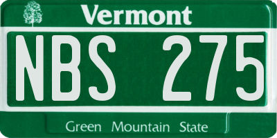 VT license plate NBS275