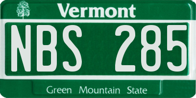 VT license plate NBS285