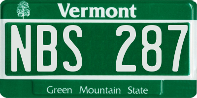 VT license plate NBS287