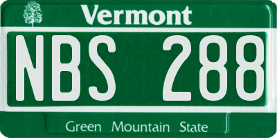 VT license plate NBS288