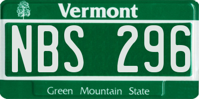 VT license plate NBS296