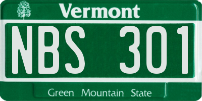 VT license plate NBS301