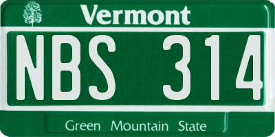 VT license plate NBS314