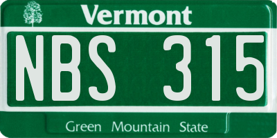 VT license plate NBS315
