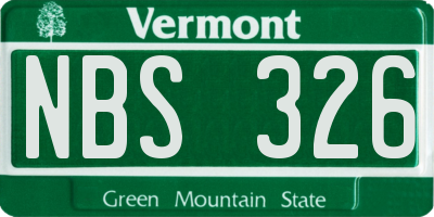 VT license plate NBS326