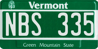VT license plate NBS335