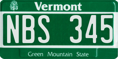 VT license plate NBS345