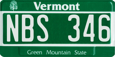 VT license plate NBS346