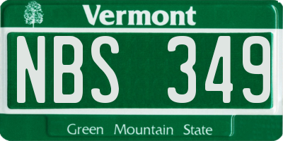 VT license plate NBS349