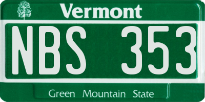 VT license plate NBS353