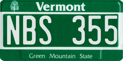 VT license plate NBS355