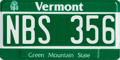VT license plate NBS356