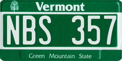 VT license plate NBS357