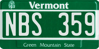 VT license plate NBS359