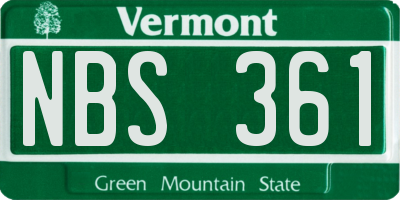 VT license plate NBS361