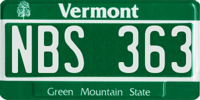 VT license plate NBS363