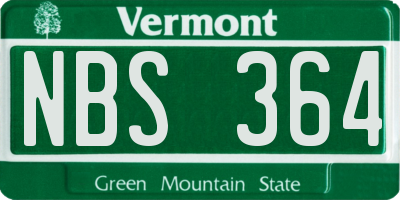 VT license plate NBS364