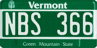 VT license plate NBS366
