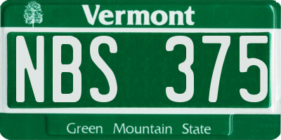 VT license plate NBS375