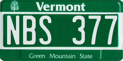 VT license plate NBS377